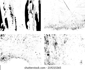 Set of abstract grunge black and white texture. Distressed texture.Cracked texture. Scratch texture. Vector design illustration.