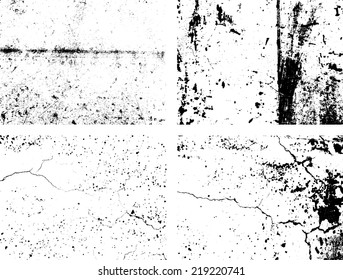 Set of abstract grunge black and white texture. Distressed texture.Cracked texture. Scratch texture. Vector design illustration.