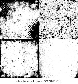 Set of abstract grunge black and white backgrounds