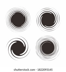 Set of Abstract Grunge Blank Circle Shape Illustration Design, Black Circle Paint Brush Template Vector