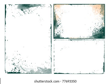 set of abstract grunge border design element - vector