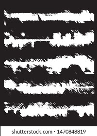 Set of abstract grunge lines. White marks from the roller. Traces of paint strokes with a dry brush