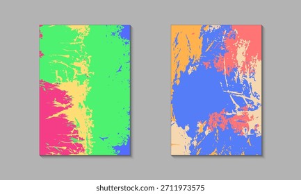 Set Of Abstract Grunge Paint Texture Background A4 Template