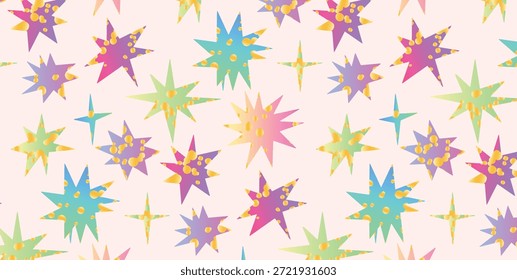Conjunto de carteles abstractos grunge con estrellas de crayón texturizado, puntos y Formas de pincel. Tarjetas de felicitación coloridas brillantes, carteles. Ilustración vectorial para vacaciones