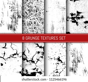 Set of abstract grunge texture backgrounds. Easy to use. Change color in one click. Template for your design works. Vector illustration.