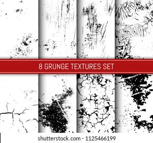 Set of abstract grunge texture backgrounds. Easy to use. Change color in one click. Template for your design works. Vector illustration.