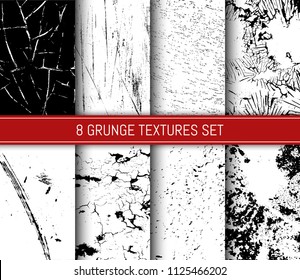 Set of abstract grunge texture backgrounds. Easy to use. Change color in one click. Template for your design works. Vector illustration.