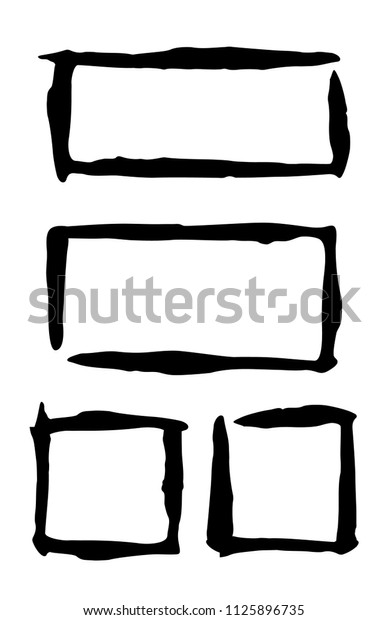 Set of\
abstract grungy brush stroke frames hand painted with black ink\
isolated on white background. Vector\
illustration