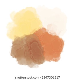 Conjunto de gSet abstracto de agua de color beige y marrón abstracto salpicado sobre un fondo blanco. Textura de acuarela vectorial en color de ensalada. Mancha de pincel de tinta. manchas marrones. Pasta de color de agua