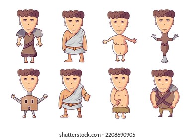 A set of abstract guys drawing vector art.