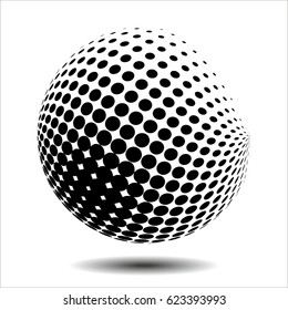 Set abstract halftone 3D spheres. Dotted spot vector design elements.