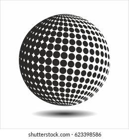 Set abstract halftone 3D spheres. Dotted spot vector design elements.