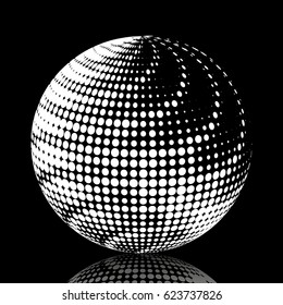 Set abstract halftone 3D spheres. Dotted spot vector design elements.