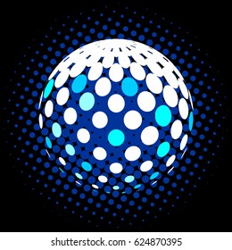 Set abstract halftone 3D spheres. Dotted spot vector design elements.