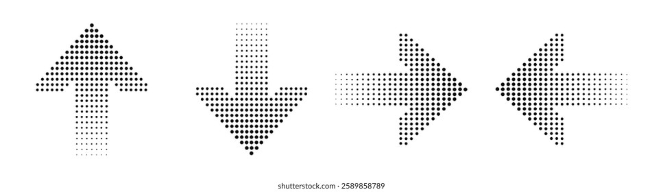 Set of abstract halftone arrow symbol. Halftone symbol design for web design.