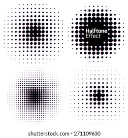 Set of Abstract Halftone Backgrounds with chroma aberration effect. Vector illustration