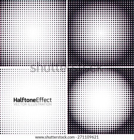 Set of Abstract Halftone Backgrounds with chroma aberration effect. Vector illustration