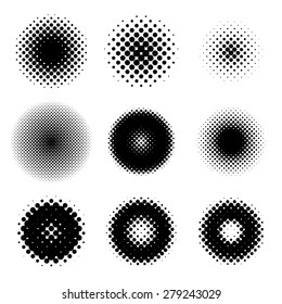 Set of Abstract Halftone Backgrounds. Vector illustration