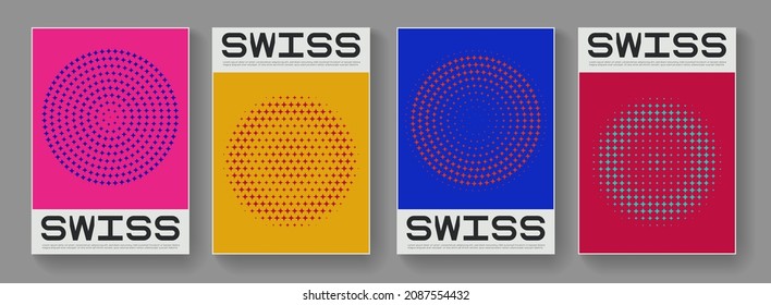 Set of abstract halftone circle shapes. Modern geometric poster.