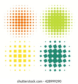 Set of Abstract Halftone Circles Logo, vector illustration globes in colorful dots