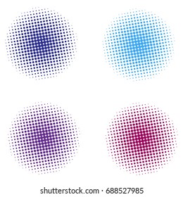 Set of Abstract Halftone Circles Logo, halftone dots pattern,  vector illustration colorful round shape.