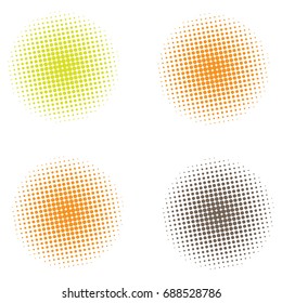 Set of Abstract Halftone Circles Logo, halftone dots pattern,  vector illustration colorful round shape.