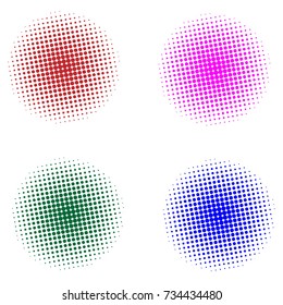 Set of Abstract Halftone Circles Logo, halftone dots pattern, vector illustration colorful round shape.