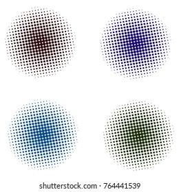 Set of Abstract Halftone Circles Logo, halftone dots pattern, vector illustration colorful round shape.