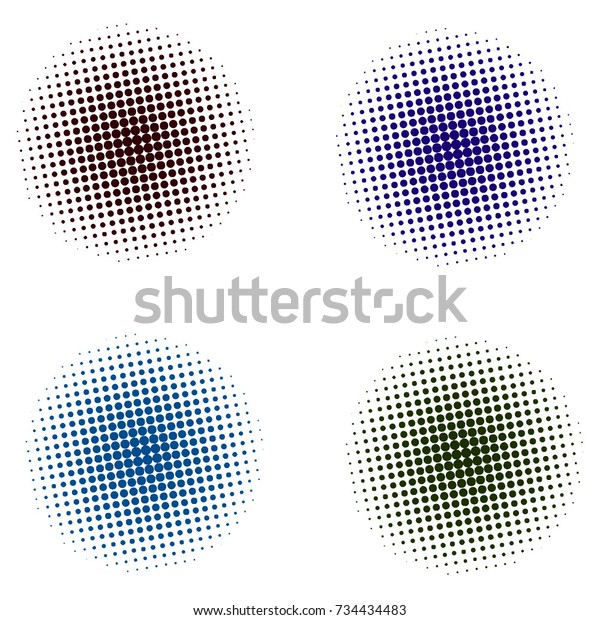 Set of Abstract\
Halftone Circles Logo, halftone dots pattern, vector illustration\
colorful round shape.