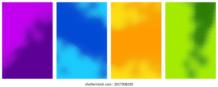 Set of abstract halftone colorful backgrounds. Vector illustration.