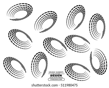Set of Abstract Halftone cube Logo Design Element, vector illustration