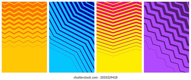 Set of abstract halftone curved lines backgrounds. Vector illustration.