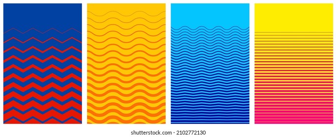 Set of abstract halftone curved lines backgrounds. Vector illustration.