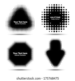 Set of Abstract Halftone Design Elements, vector illustration 
