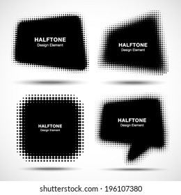 Set of Abstract Halftone Design Elements, vector illustration 