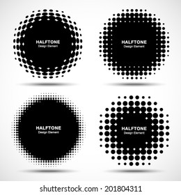 Set Of Abstract Halftone Design Elements, Vector Illustration, Logo