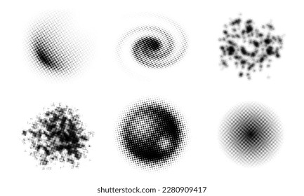 Set of Abstract Halftone Design Elements. Dotted illustration. Abstract vector halftone background. Vector illustration. Black and white texture of dots