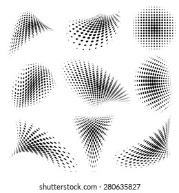 Set of Abstract Halftone Design Elements. Vector illustration