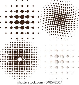 Set of Abstract Halftone Design Elements. Brown









