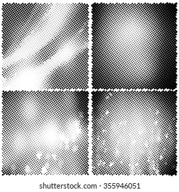 set of Abstract Halftone Design Elements, vector illustration