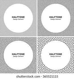 Set of Abstract Halftone Dots Frame Backgrounds. Circle Backgrounds. Vector illustration 