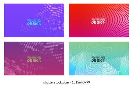 Set of abstract halftone and dots texture on gradient background. Vector illustration.