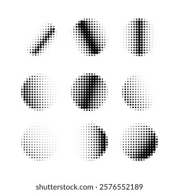 Set of Abstract halftone dotted background. Monochrome grunge pattern with dot and circles. Vector pop art texture for posters layout