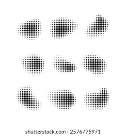 Set of Abstract halftone dotted background. Monochrome grunge pattern with dot and circles. Vector pop art texture for posters layout