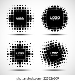 Set of Abstract Halftone Logo Design Elements, vector illustration 