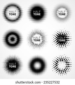Set of abstract halftone logo design elements. Vector illustration
