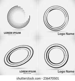 Set of Abstract Halftone Logo Design Element. Vector illustration.