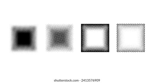 Set of Abstract Halftone Rectangle Design Elements.