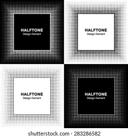 Set of Abstract Halftone Square Frame Backgrounds, vector illustration