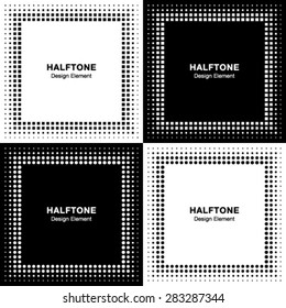 Set of Abstract Halftone Square Frame Backgrounds, vector illustration